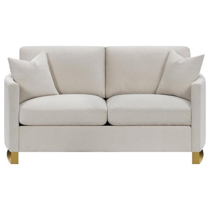 Beige - Corliss Upholstered Arched Arms Loveseat Beige