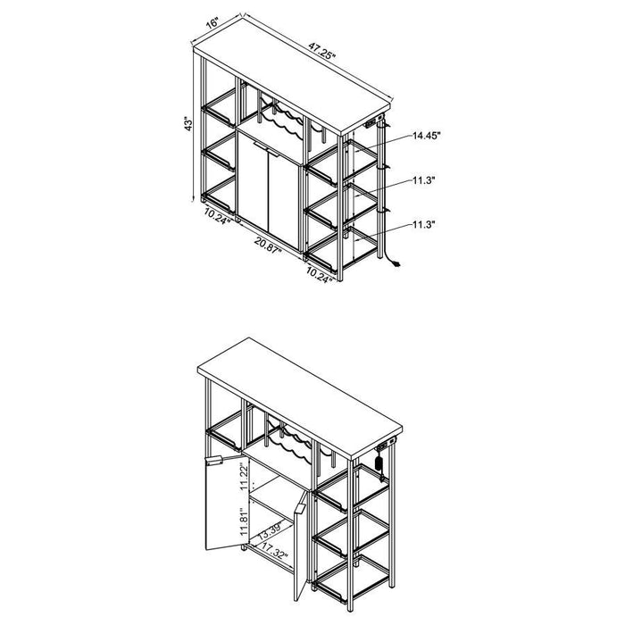 2-door Bar Cabinet With Glass Shelf High Glossy White And Chrome