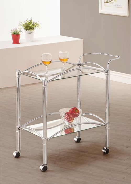 Rec Room: Serving Carts - 2-tier Serving Cart With Glass Top Chrome And Clear