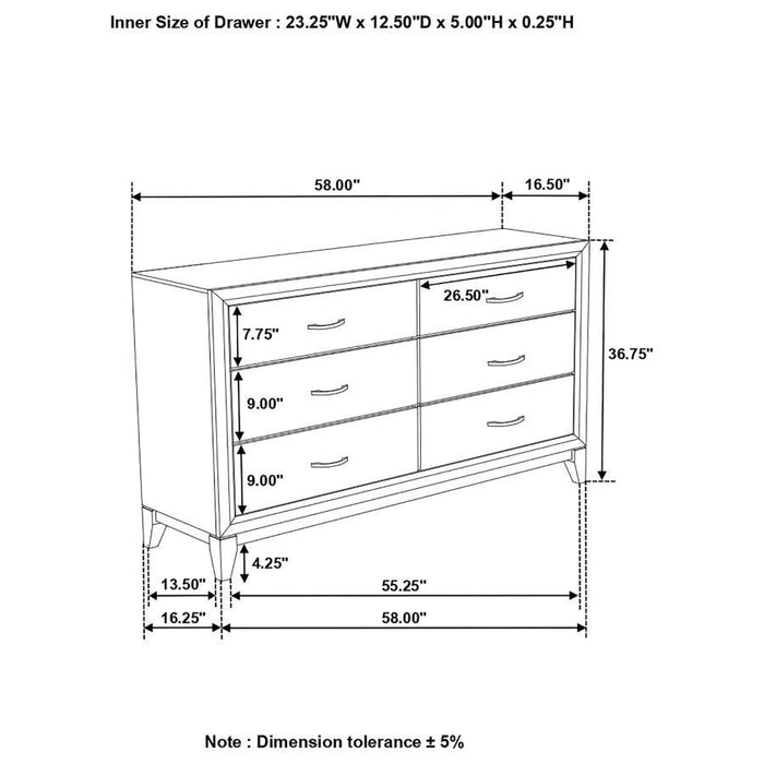 Watson - 6-Drawer Dresser - Gray Oak And Black