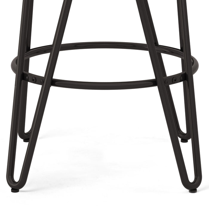 Simeon - Metal Stool with Wood Seat