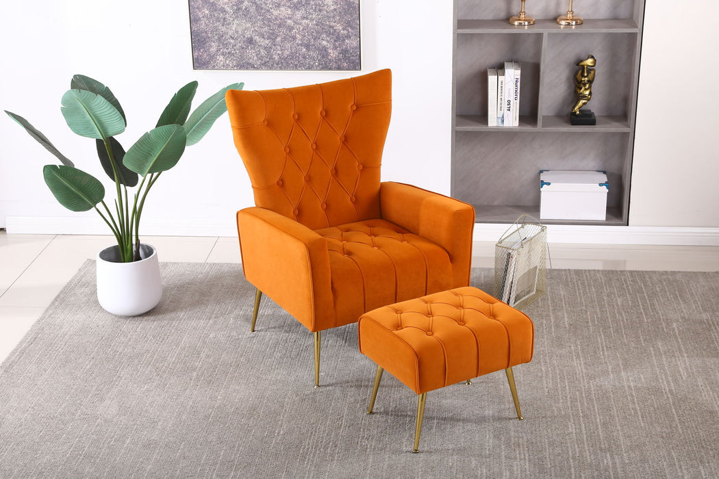 Modern Accent Chair With Ottoman, Comfy Armchair For Living Room, Bedroom, Apartment, Office