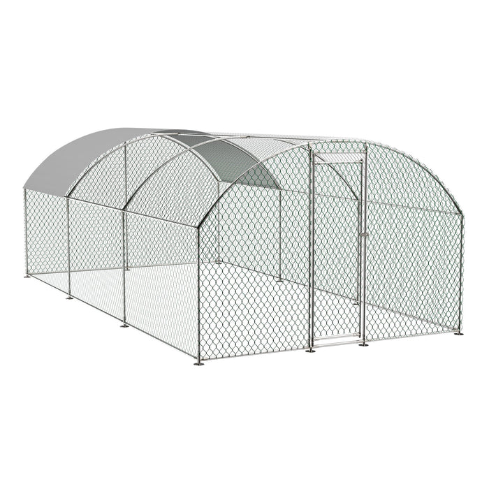 Large Chicken Coop Metal Chicken Run With Waterproof And Anti-Uv Cover, Dome Shaped Walk-In Fence Cage Hen House For Outdoor And Yard Farm Use, 1" Tube Diameter