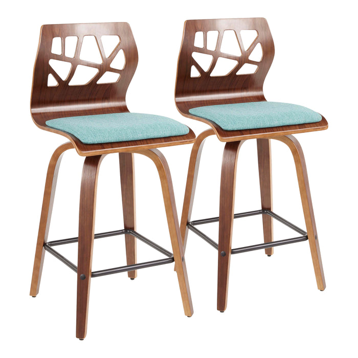 Folia - Mid Century Modern Fixed Height Counter Stool With Swivel (Set of 2)