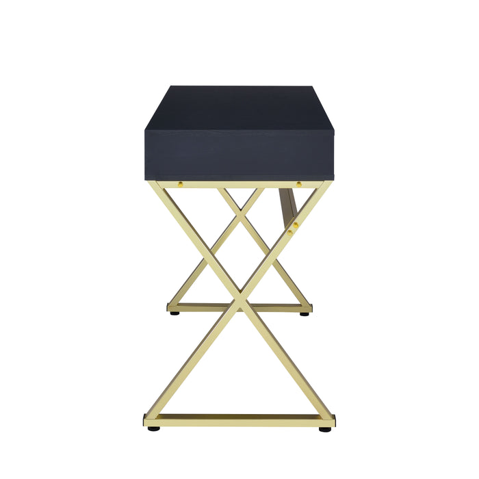 Coleen - Vanity Desk - Black & Brass Finish - 31"