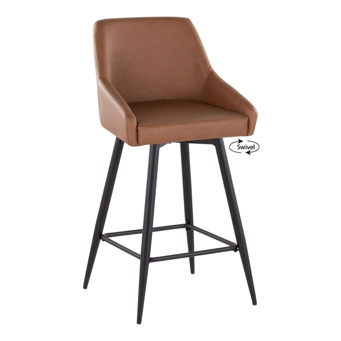 Hannah - Transitional Fixed Height Counter Stool With Swivel With Square Footrest (Set of 2)