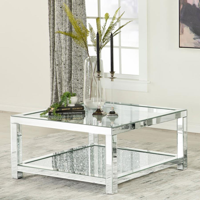 Valentina - Rectangular Coffee Table With Glass Top Mirror