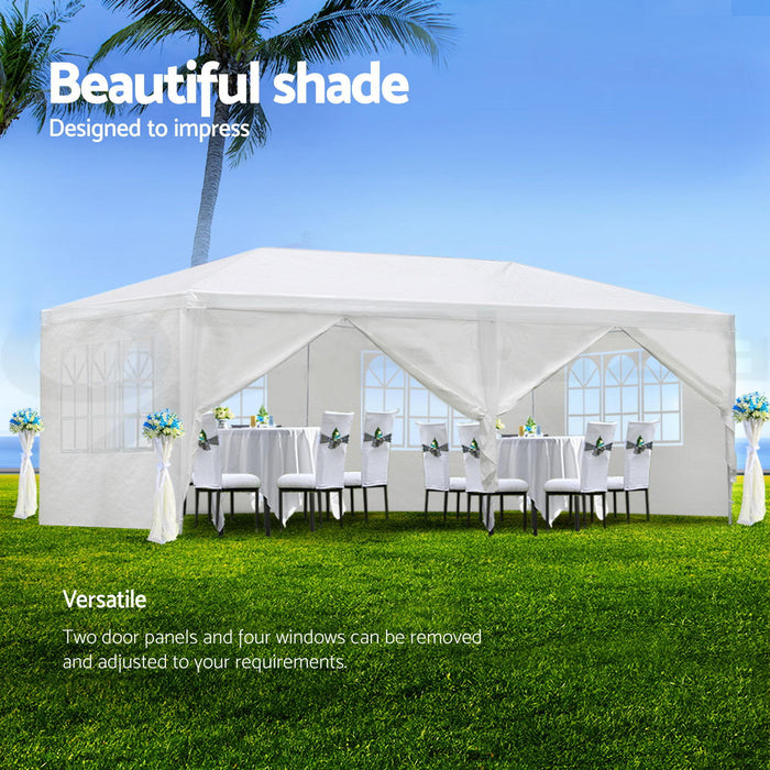 Wedding Party Canopy Tent Outdoor Gazebo With 6 Removable Sidewalls - White