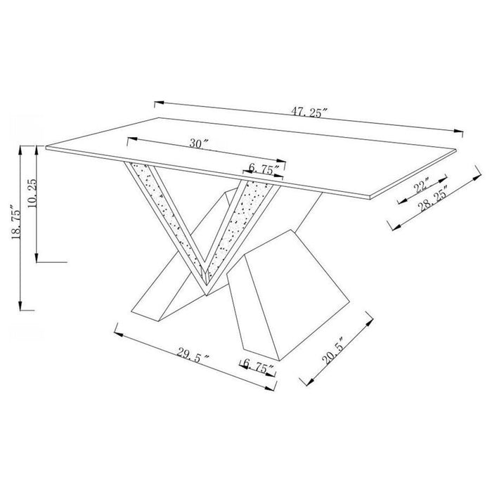 Caldwell V-shaped Coffee Table With Glass Top Silver