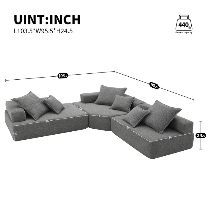 Oversized Modular Sectional Sofa, Luxury Boucle Floor Couch Set, Convertible Sleeper Couch, Spacious Foam-Filled Sofa Bed For Living Room