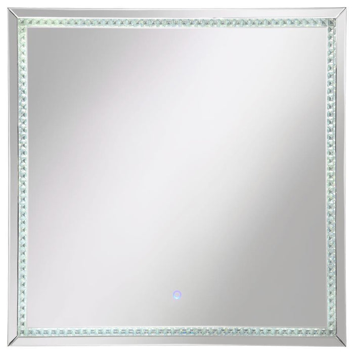 Noelle - Square Wall Mirror With LED Lights - Silver