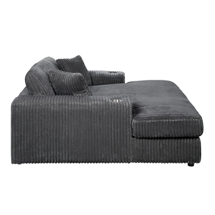 Hilde Chaise - With 2 Pillows - Dark Gray