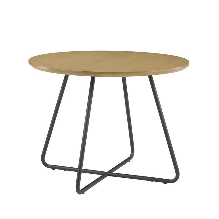 Modern Curved X Base Round Dining Table - English Ash