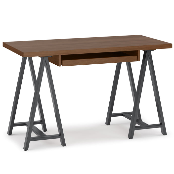 Sawhorse - Solid Walnut Veneer and Metal Small Desk - Walnut