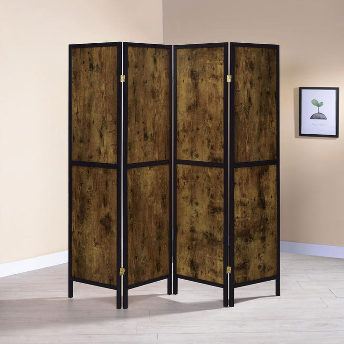 4-panel Folding Screen Antique Nutmeg And Black