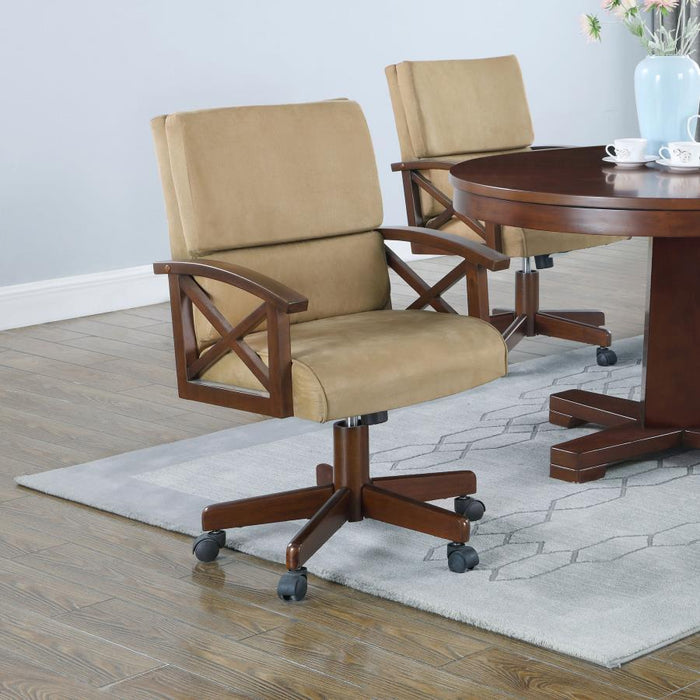 Marietta Game Table - Tan - Marietta Upholstered Game Chair Tobacco And Tan