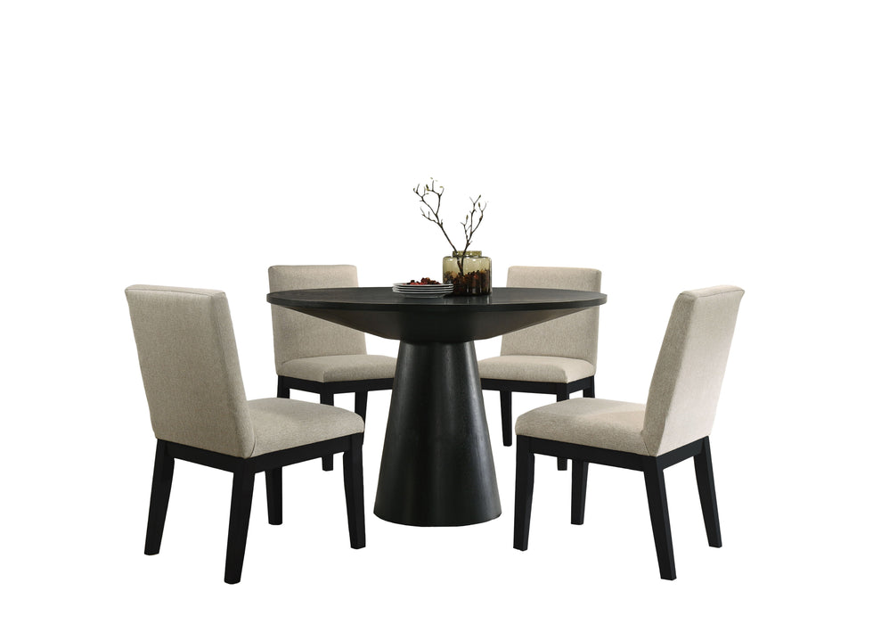 Jasper - Contemporary Round Dining Table With Black Finish Chairs