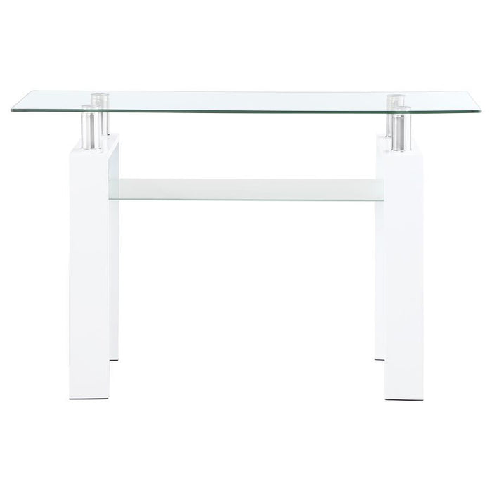 Dyer - Rectangular Glass Top Entryway Sofa Console Table - White