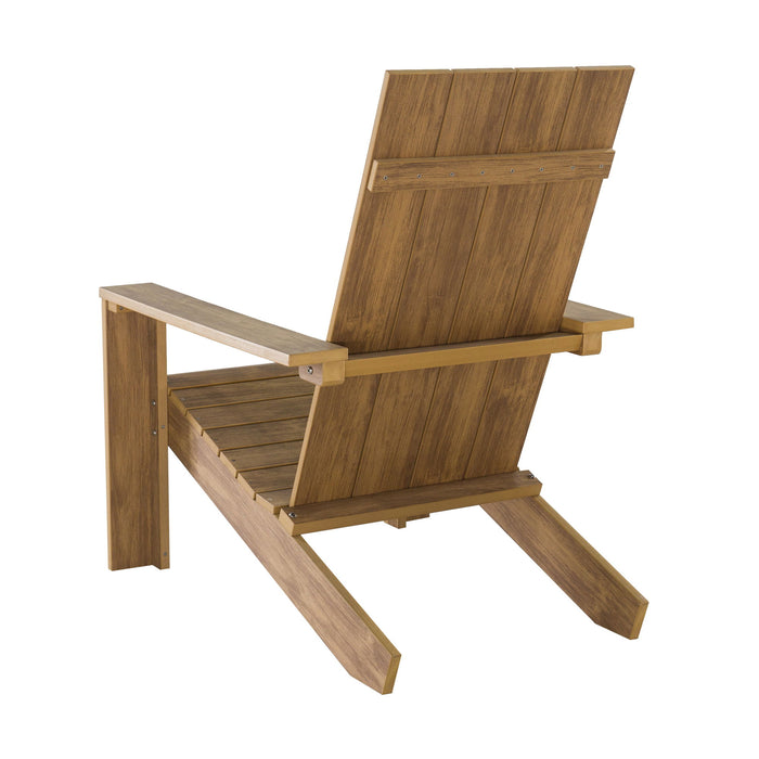 Outdoor Slat Back Plastic Wood Adirondack Chair - Brown