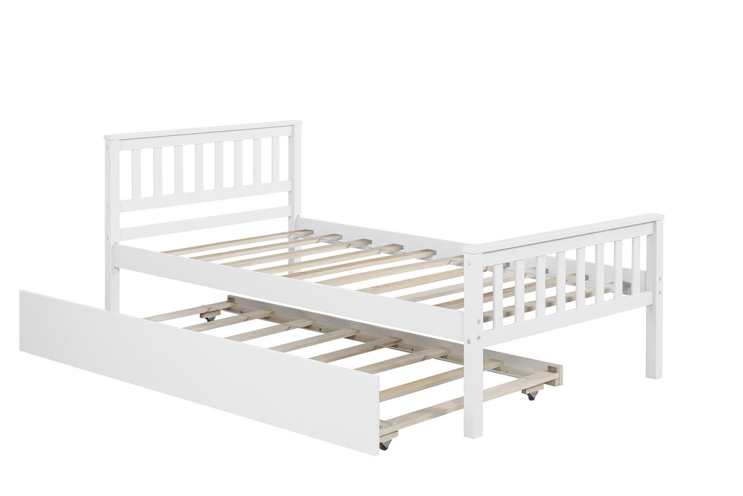 Twin Bed With Trundle, Platform Bed Frame With Headboard And Footboard, For Bedroom Small Living Space, No Box Spring Needed