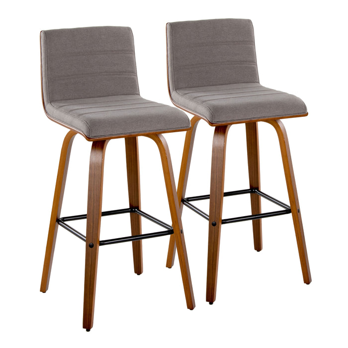 Vasari - Mid Century Modern Fixed Height Barstool With Swivel With Square Footrest (Set of 2)