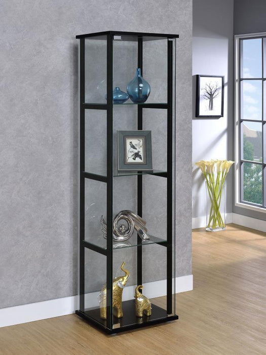 4-shelf Glass Curio Cabinet Black And Clear