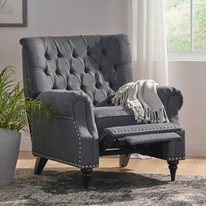 Classic Style Fabric Push Back Chair - Charcoal