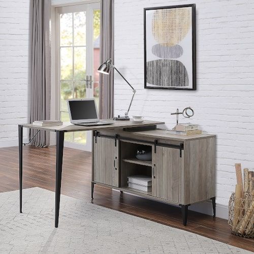 Zakwani - Writing Desk - Gray Oak & Black Finish - 31"