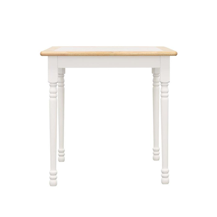 Dinettes: Wood - Square Top Dining Table Natural Brown And White