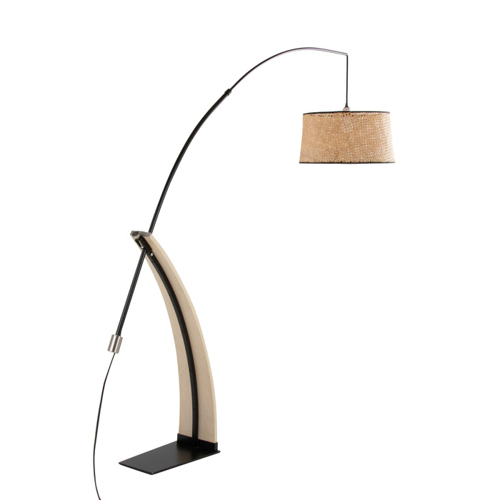 Robyn - Salon Mid-Century Modern Floor Lamp - Natural / Black