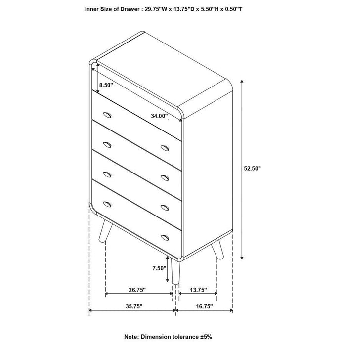 Robyn - Robyn 5-drawer Chest Dark Walnut