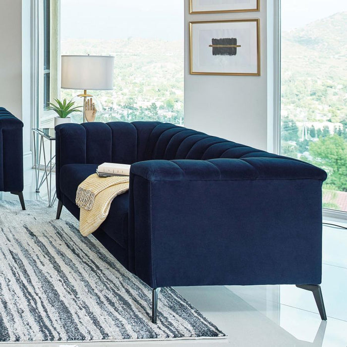 Blue - Chalet Tuxedo Arm Loveseat Blue