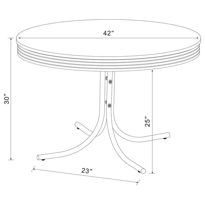 Retro Collection - Retro Round Dining Table Glossy White And Chrome