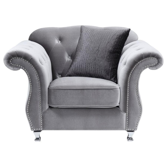 Silver - Frostine Button Tufted Chair Silver