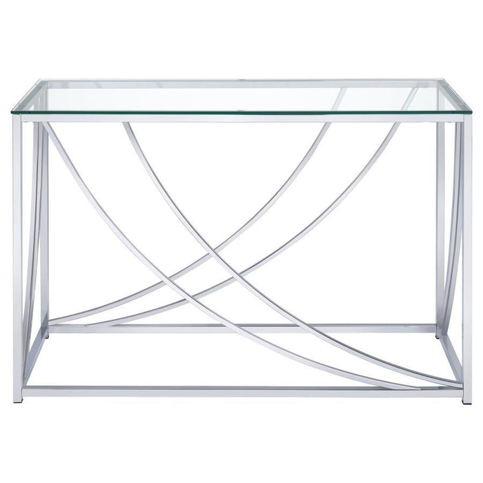 Living Room: Glass Top Occasional Tables - Glass Top Rectangular Sofa Table Accents Chrome