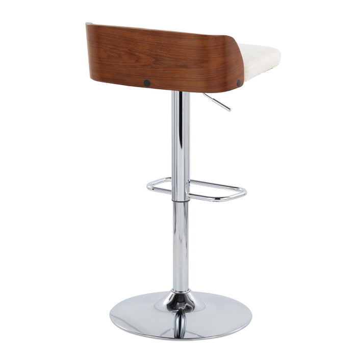 Maya - Mid Century Modern Adjustable Barstool With Swivel With Rounded Rectangle Footrest (Set of 2)