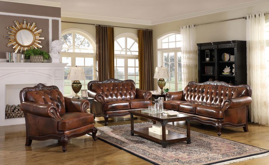 Victoria Collection - Tri-tone - Victoria Rolled Arm Sofa Tri-tone And Warm Brown