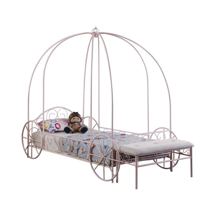 Massi - Metal Twin Canopy Bed - Powder Pink