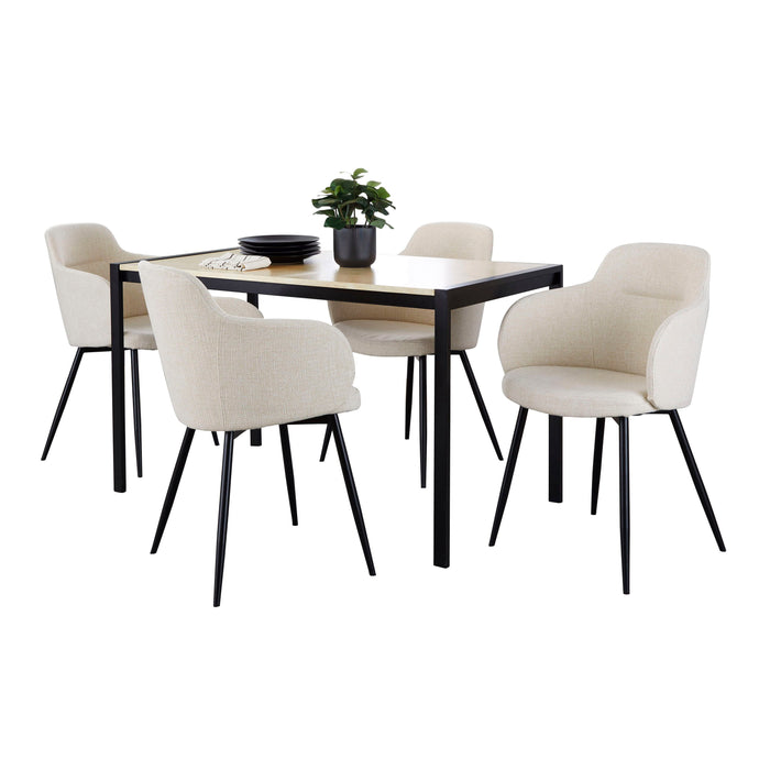 Fuji Boyne - 5 Piece Contemporary Dining Set - Black / Natural / Cream