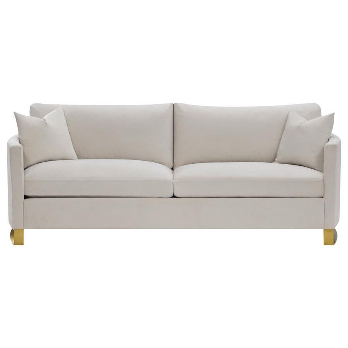 Beige - Corliss Upholstered Arched Arms Sofa Beige