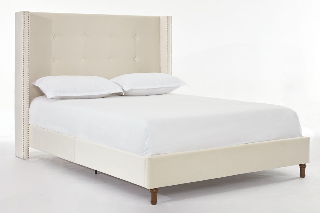 Peyton - Upholstered Bed With 54" High Headboard, Traditional Hand Buttoned Tufting