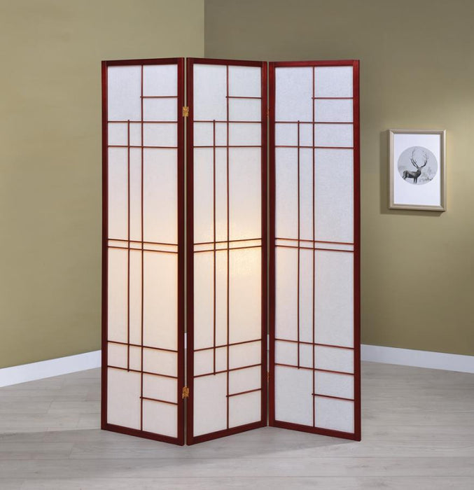 White - 3-panel Folding Floor Screen White And Cherry