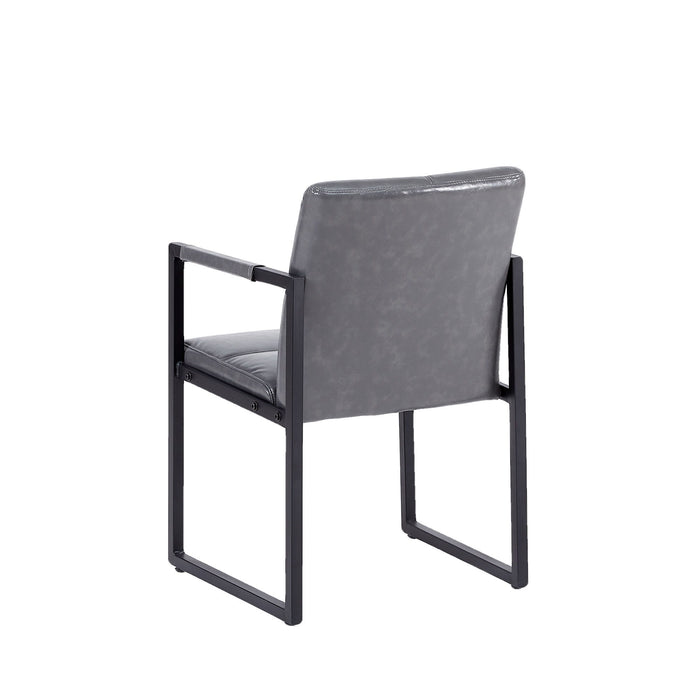 Modern European Style Dining Chair PU Leather Metal Pipe Dining Room Furniture Chair (Set of 2)