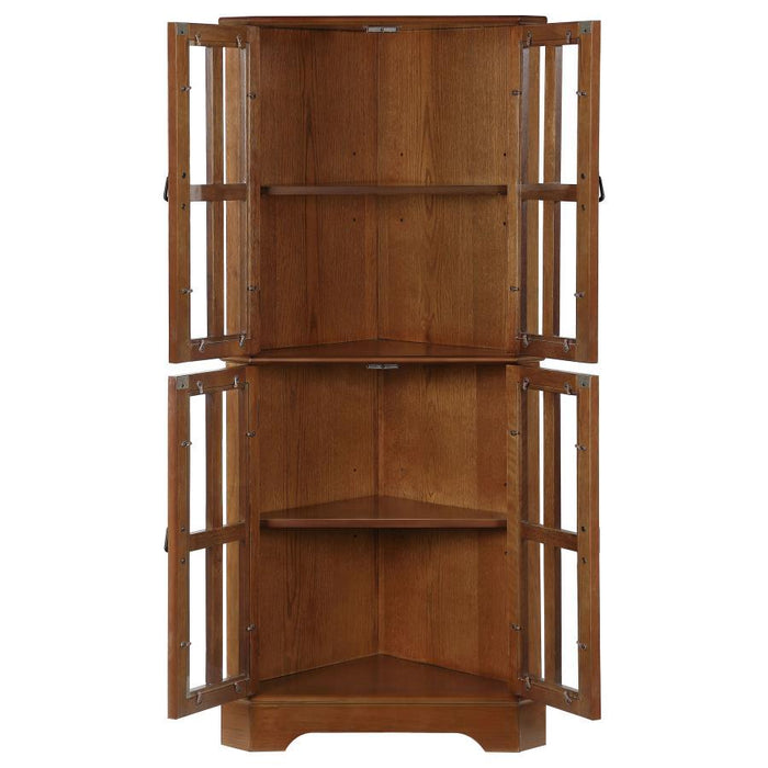 4-shelf Corner Curio Cabinet Golden Brown