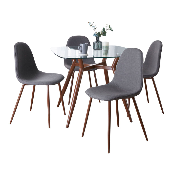 Clara Pebble - 5 Piece Square Tabletop Mid Century Modern Dining Set