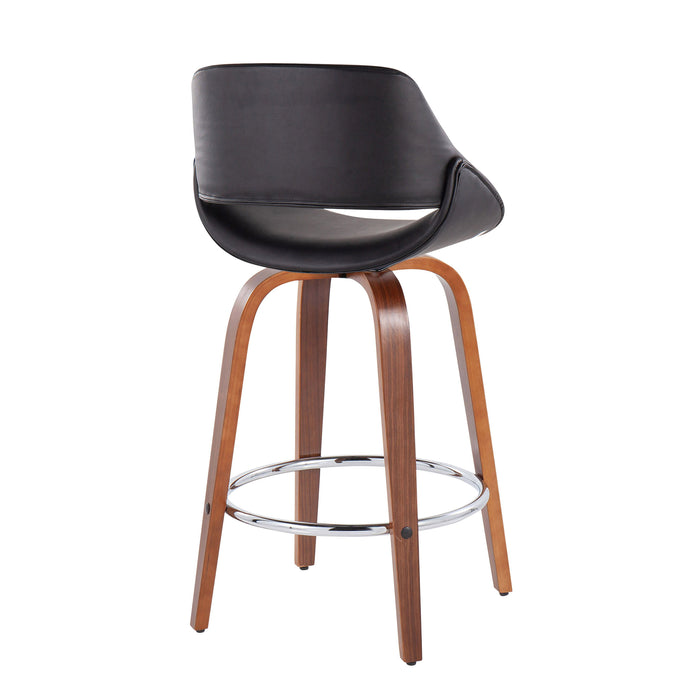 Fabrico - Mid Century Modern, Fixed Height Counter Stool With Round Footrest (Set of 2)