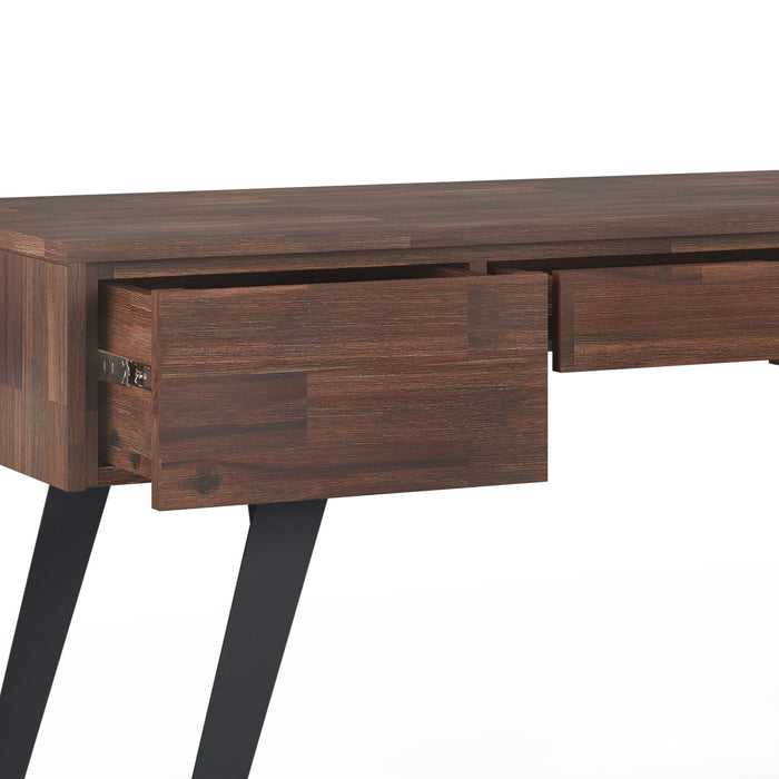 Lowry - Desk with Deep Drawers - Distressed Charcoal Brown