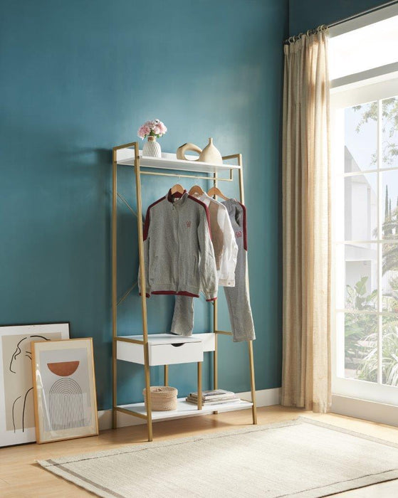 Metal Clothes Rack With One Drawer