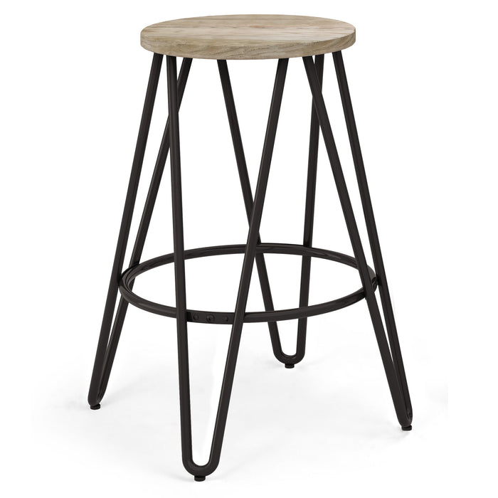 Simeon - Metal Stool with Wood Seat