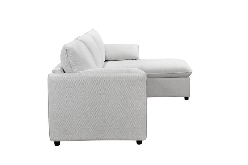 Yaroslav - Chenille Reversible Sectional Sofa With Sleeper Storage - Cream